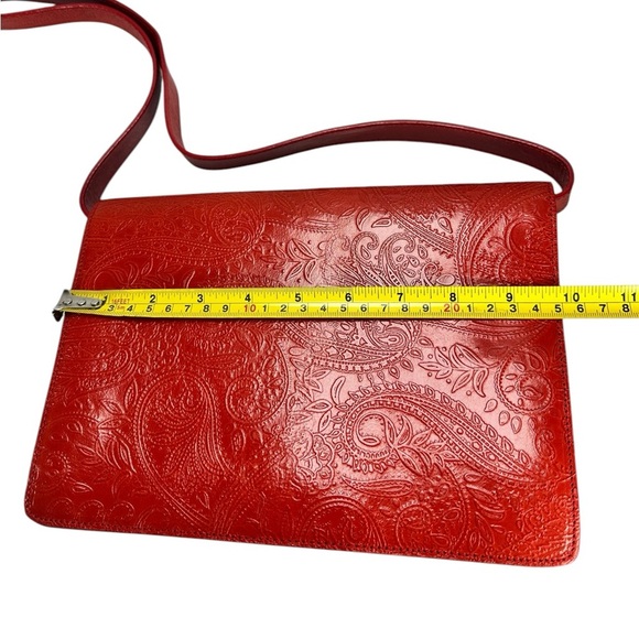 Vintage Franchi Collection Envelope Purse Handbag Red Paisley Textured Leather. - Picture 11 of 14
